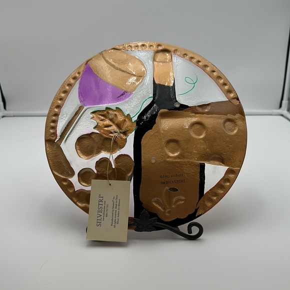 Lori Siebert for Sylvestri Platter Vino Wine & Cheese Fused Glass Art Glass NWT - Picture 3 of 16